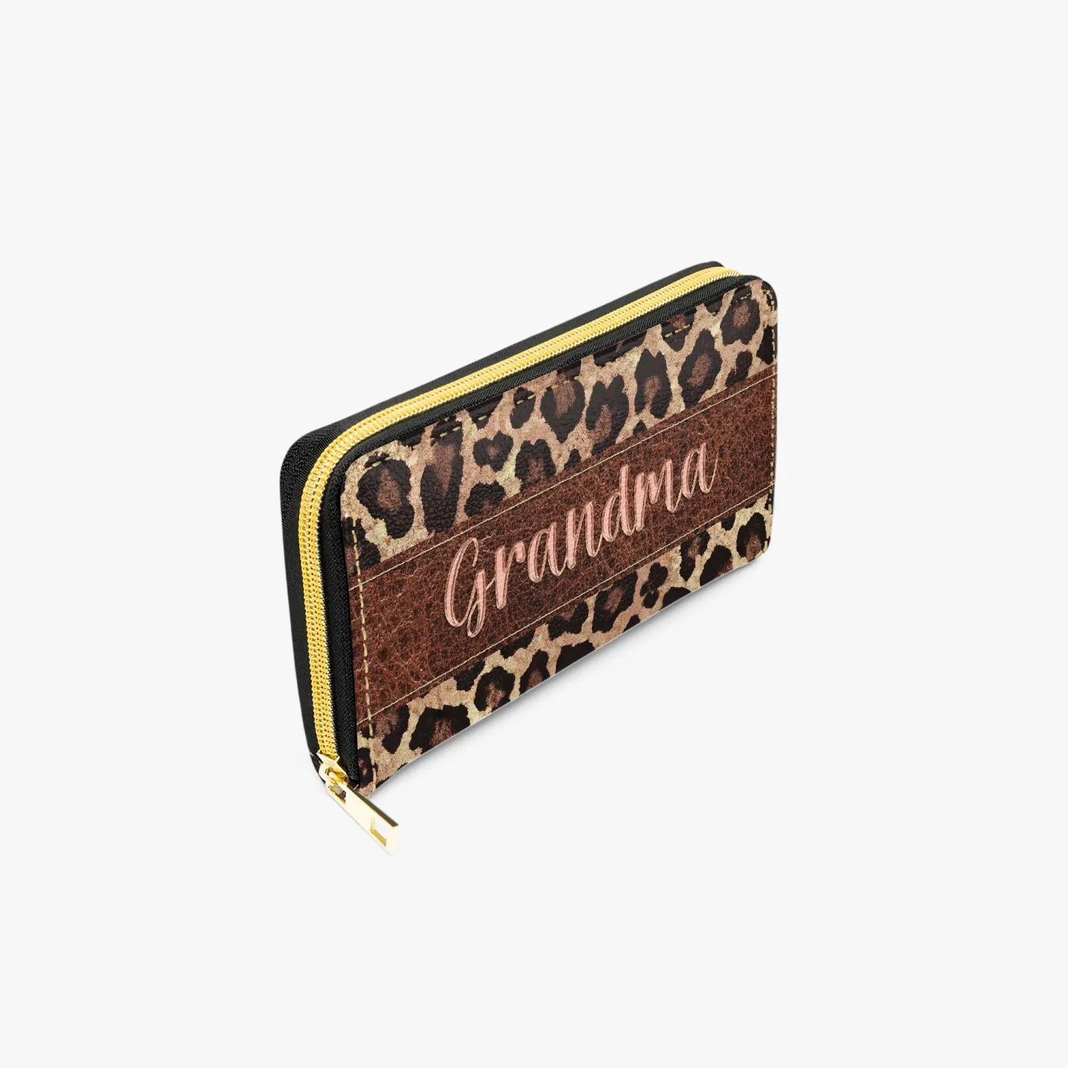 Long Type Zipper Purse - Leopard Print - Grandma