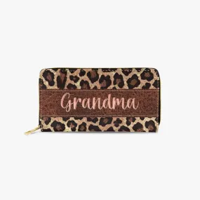 Long Type Zipper Purse - Leopard Print - Grandma