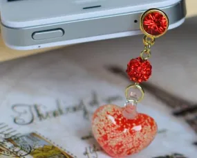 Luminous Heart Crystal Headphone Jack Plug - Red