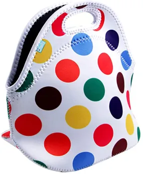 Lunch Tote, OFEILY Lunch boxes Lunch bags with Fine Neoprene Material Waterproof Picnic Lunch Bag Mom Bag (Beige&Dot)