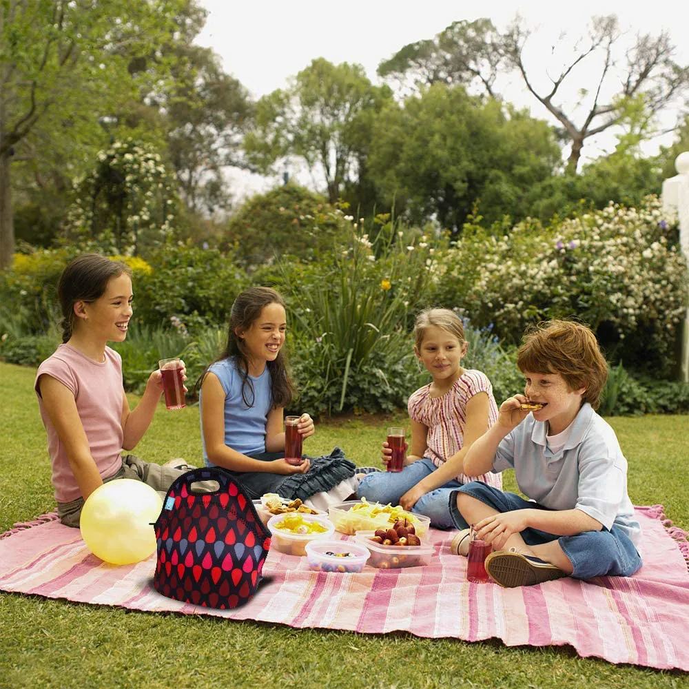 Lunch Tote, OFEILY Lunch boxes Lunch bags with Fine Neoprene Material Waterproof Picnic Lunch Bag Mom Bag (Beige&Dot)