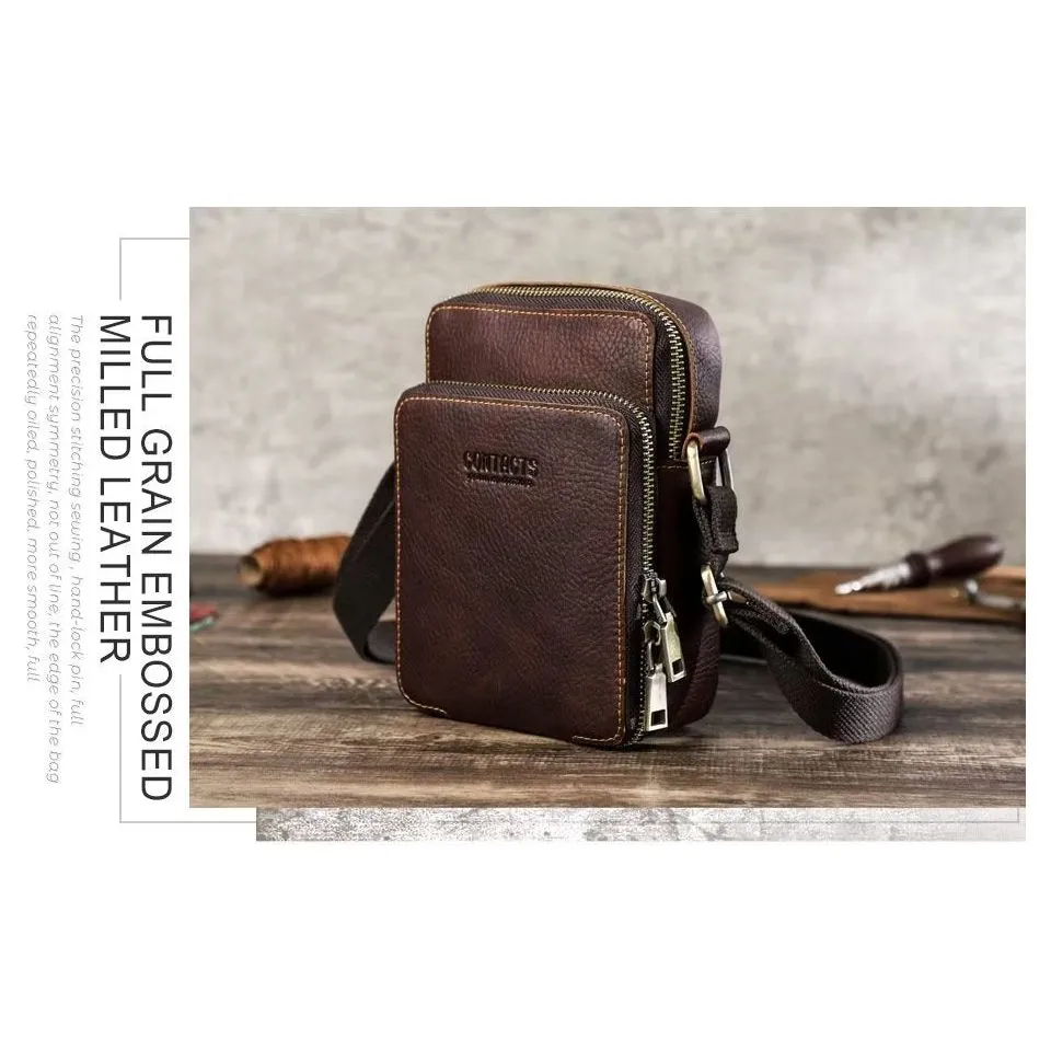 Luxury Crossbody Messenger Bag: Crazy Horse Collection