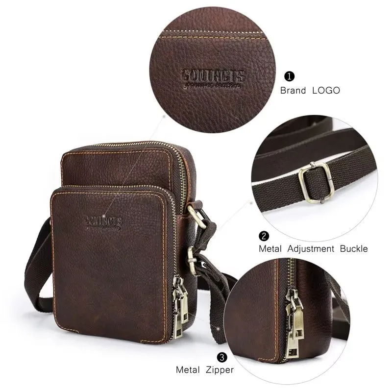 Luxury Crossbody Messenger Bag: Crazy Horse Collection