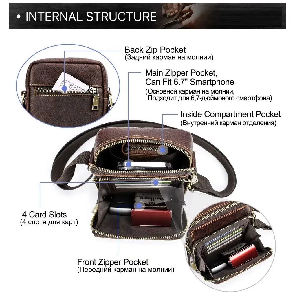 Luxury Crossbody Messenger Bag: Crazy Horse Collection