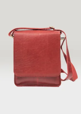 Luxury Irish Leather Messenger Bag - Red