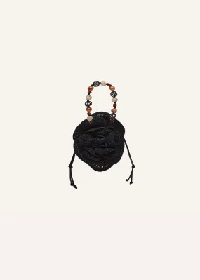 Magda bag beads strap in black crochet