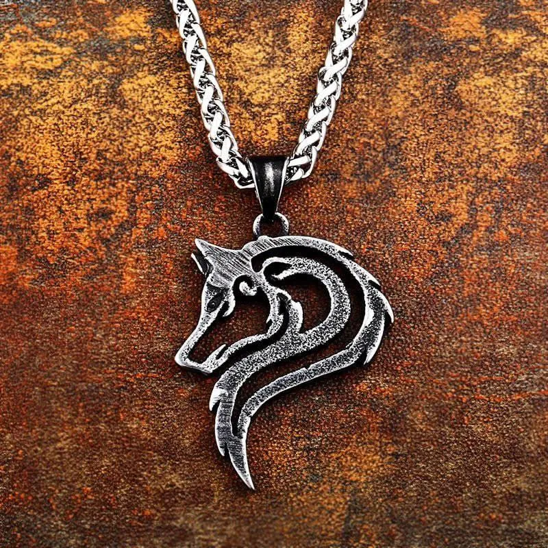 Majestic Wolf Silhouette Pendant - Stainless Steel