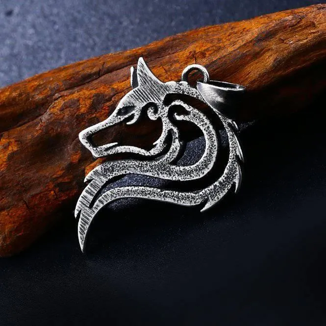 Majestic Wolf Silhouette Pendant - Stainless Steel