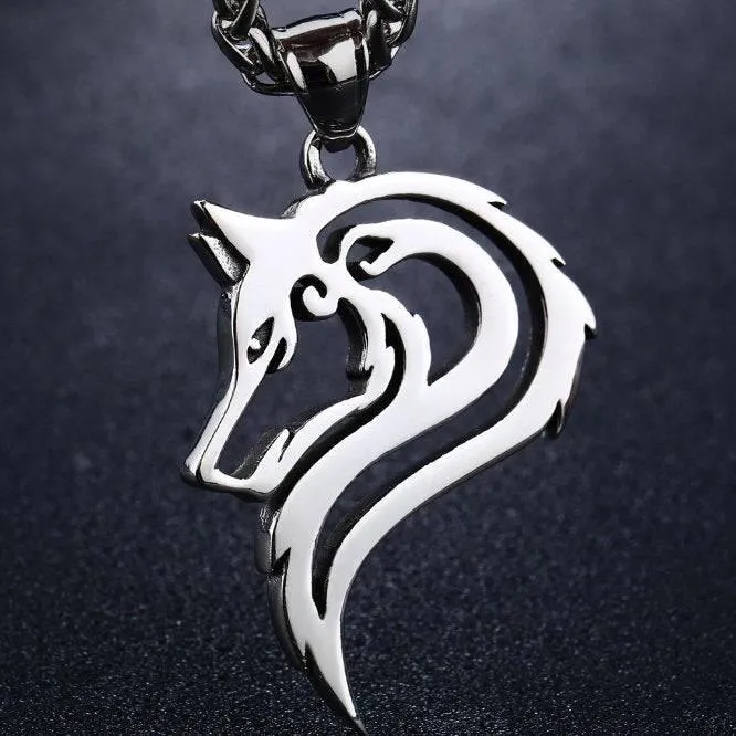 Majestic Wolf Silhouette Pendant - Stainless Steel