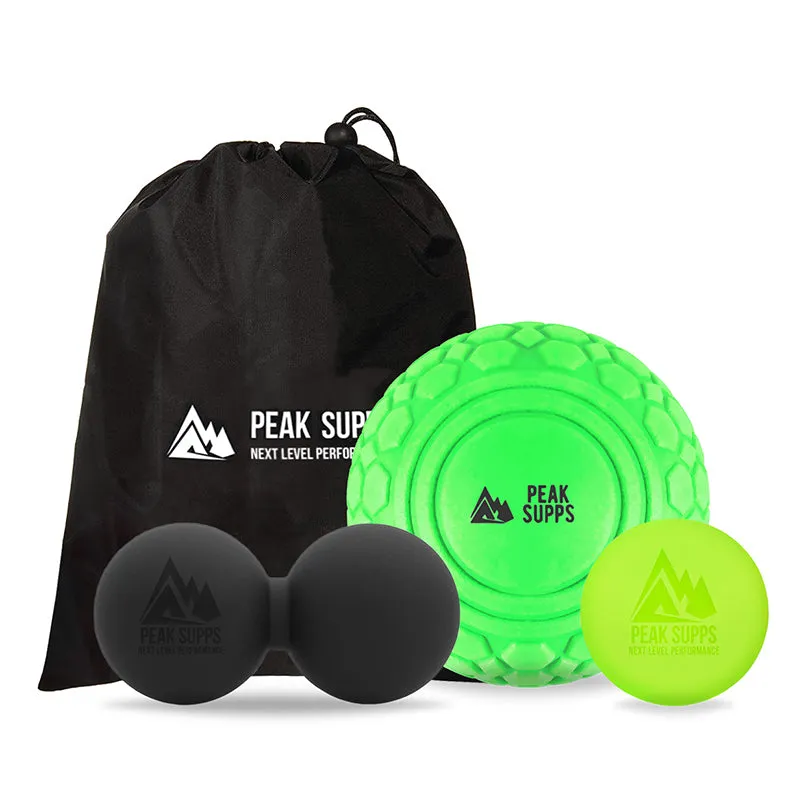 Massage Ball Set With Bag (Large EVA Ball, Peanut Ball, Lacrosse Ball)