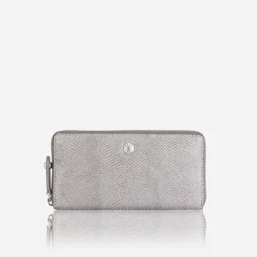 Medium Metallic Zip Around Purse, Grey