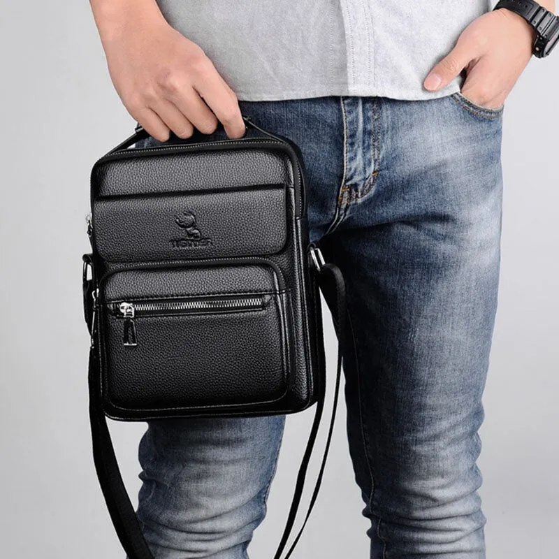 Men Faux Leather Busienss Retro Multi-carry Handbag Crossbody Bag