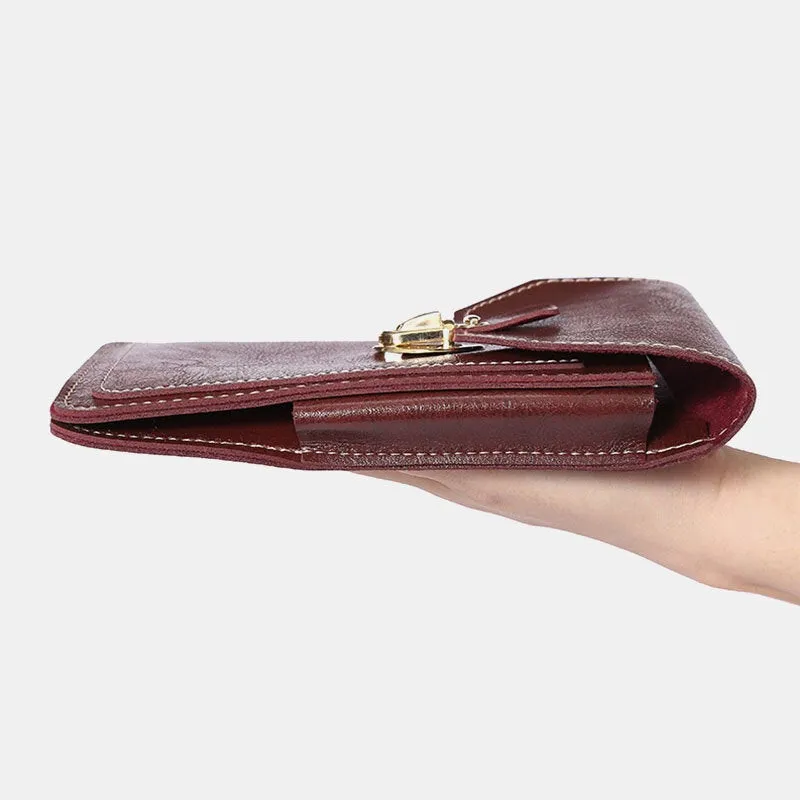 Men PU Leather Thin Hasp Waist Bag Vertical Square Wear-resistant Phone Bag