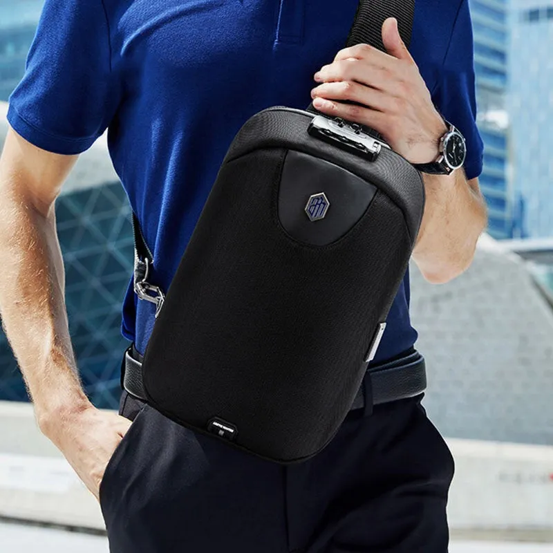 Men USB Charging Anti-theft Code Lock Chest Bag Multi-function Large Capacity Outdoor Travel Crossbody Bag