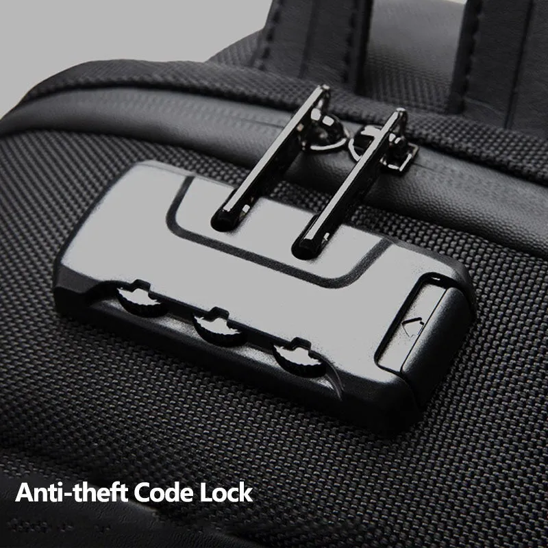 Men USB Charging Anti-theft Code Lock Chest Bag Multi-function Large Capacity Outdoor Travel Crossbody Bag