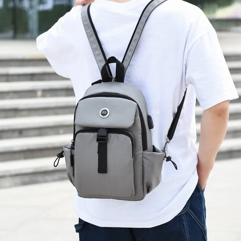 Men USB Charging Multi-carry Multi-Layers Waterproof Crossbody Bag Chest Sling Backpack