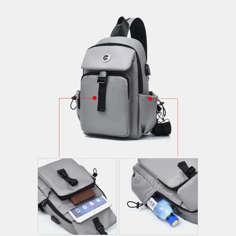 Men USB Charging Multi-carry Multi-Layers Waterproof Crossbody Bag Chest Sling Backpack