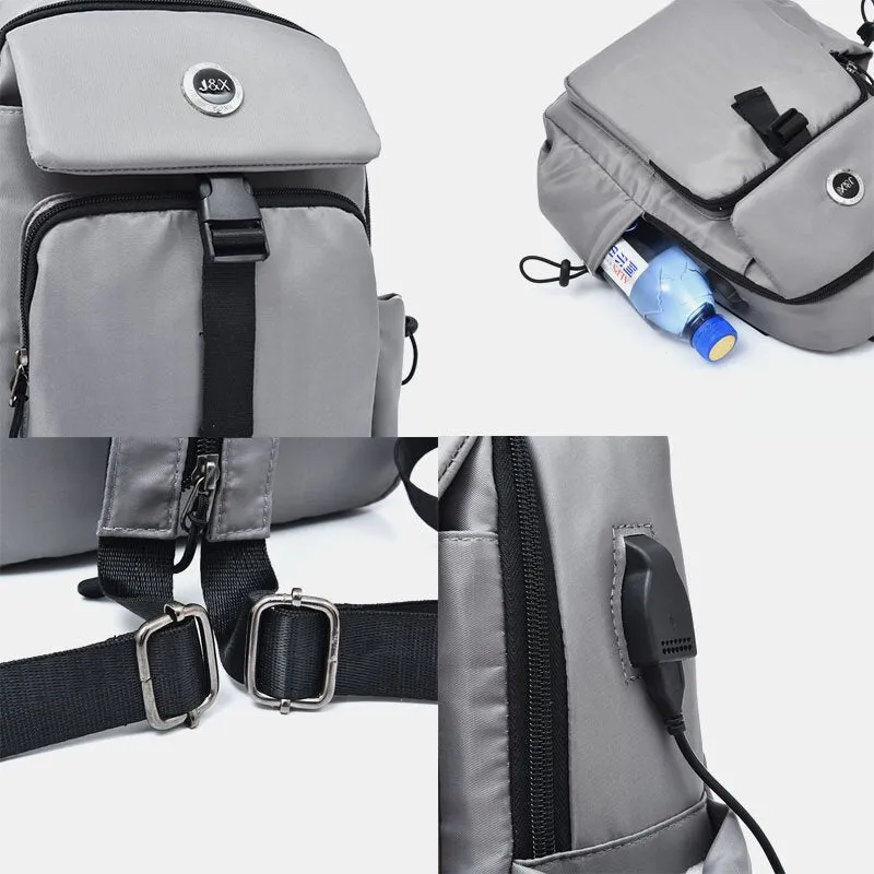 Men USB Charging Multi-carry Multi-Layers Waterproof Crossbody Bag Chest Sling Backpack