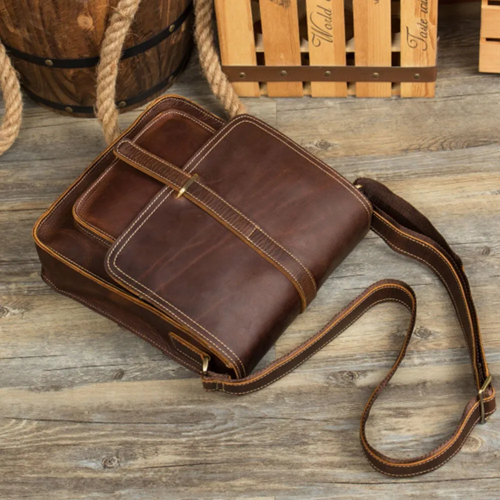 Men Vintage Multifunction PU Leather Large Capacity Flip Casual Crossbody Bag Shoulder