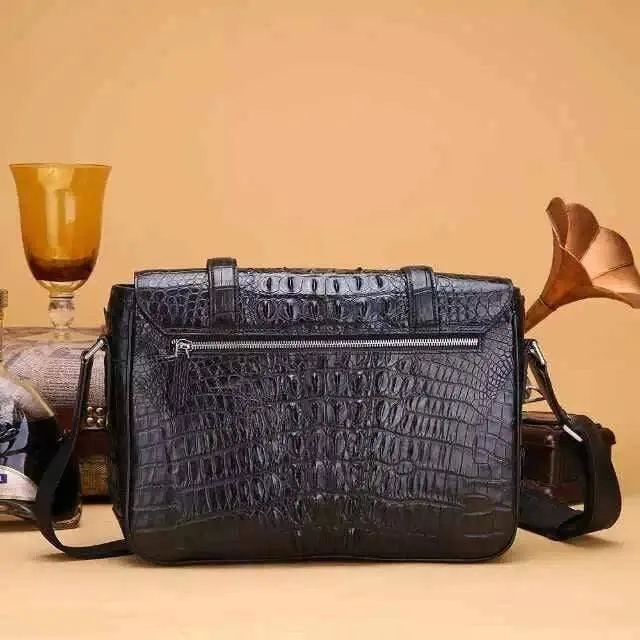 Mens Genuine Crocodile Laptop Bag Messenger Bag  Briefcase