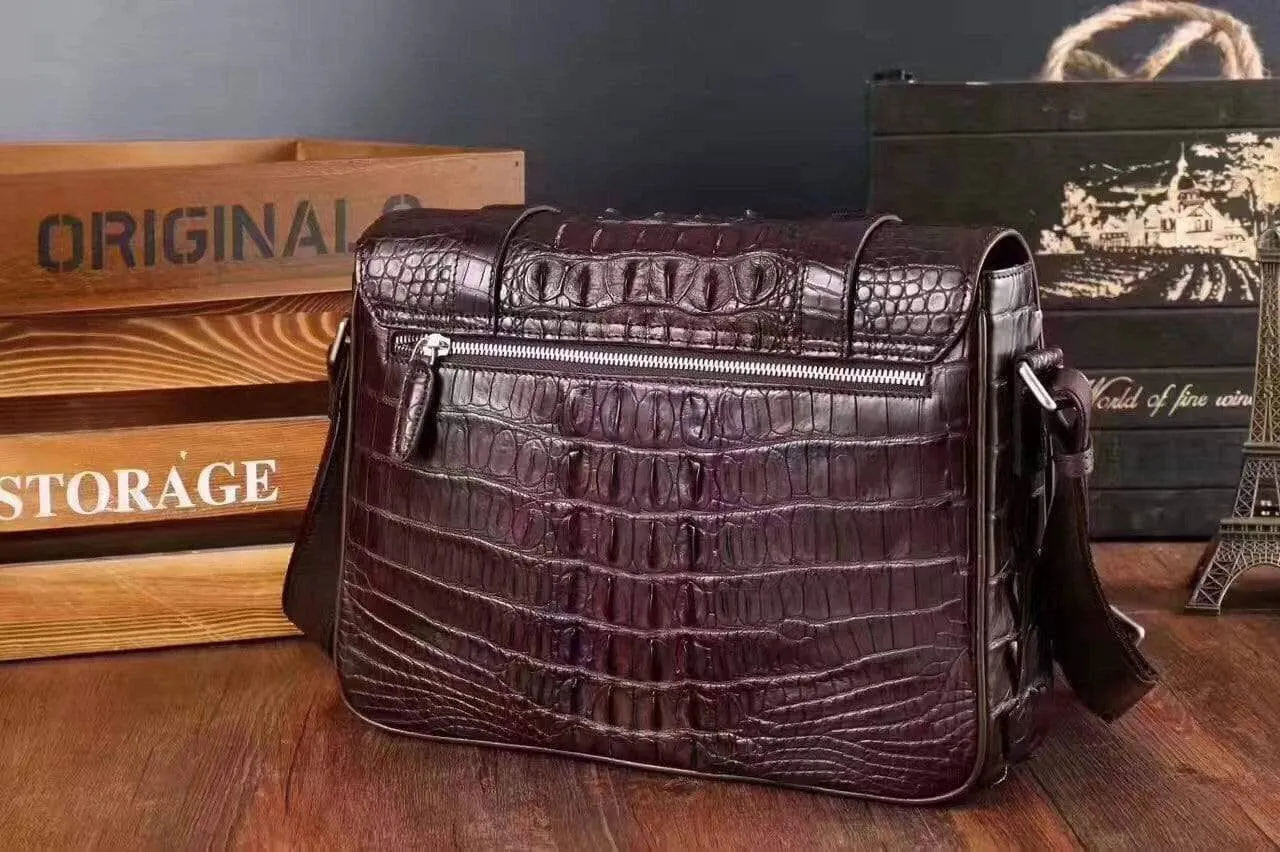 Mens Genuine Crocodile Laptop Bag Messenger Bag  Briefcase