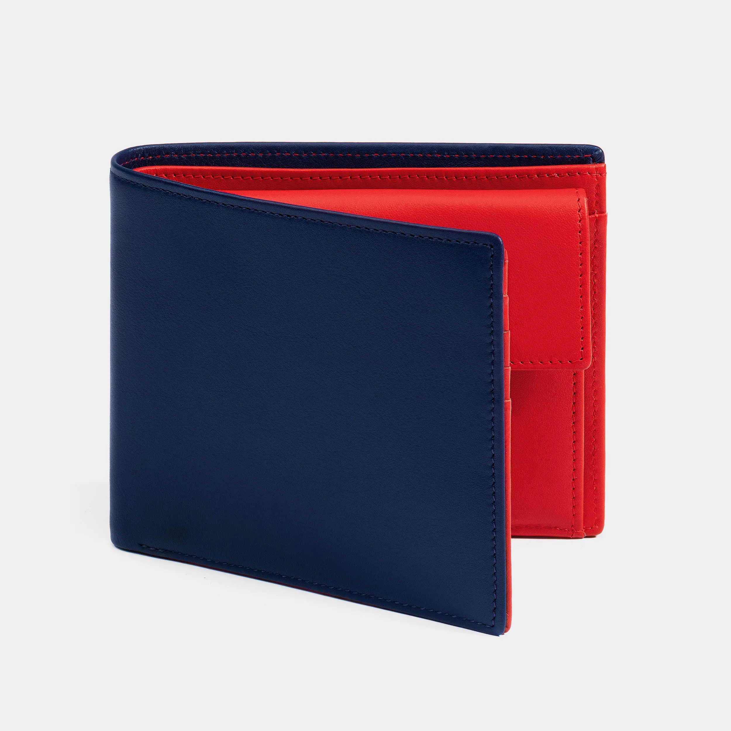 Men's Leather Wallet Essence in Navy and Red