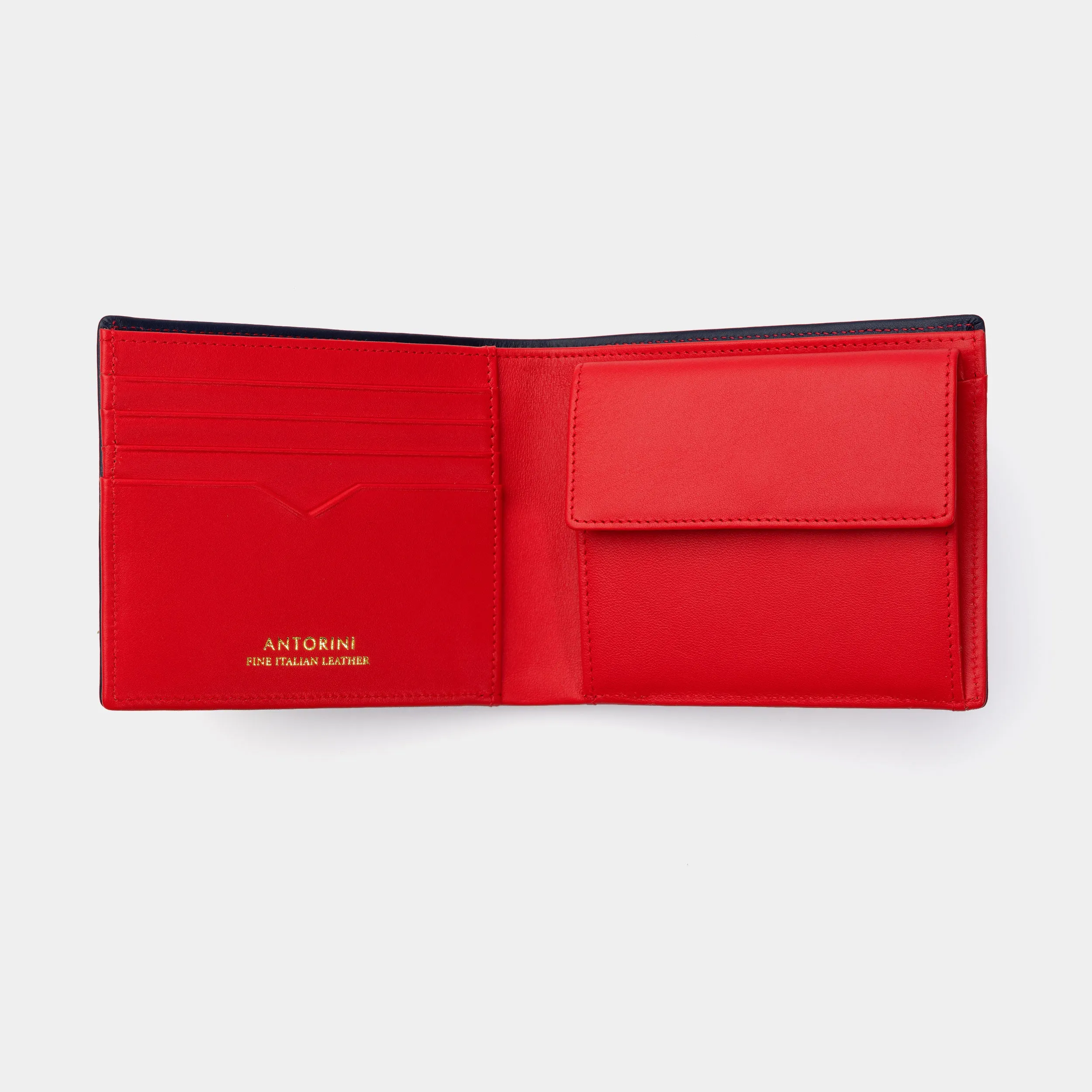 Men's Leather Wallet Essence in Navy and Red