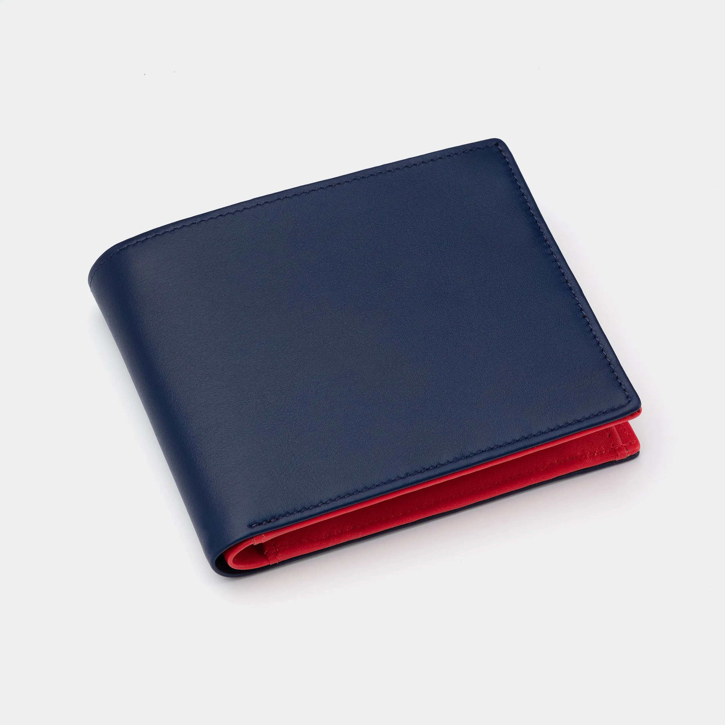 Men's Leather Wallet Essence in Navy and Red