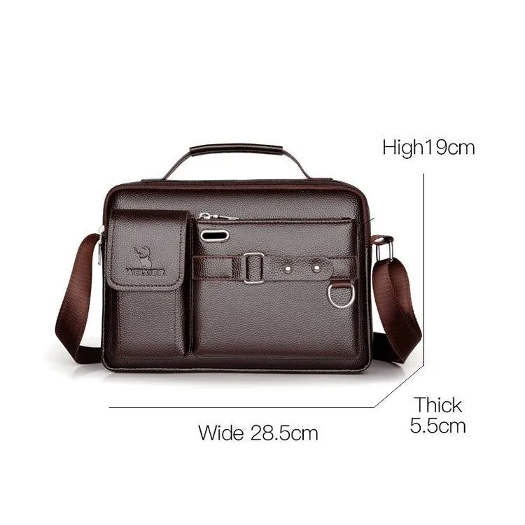 Men's Portable PU Leather Shoulder Bag by WEIXIER - Stylish and Durable Handbag