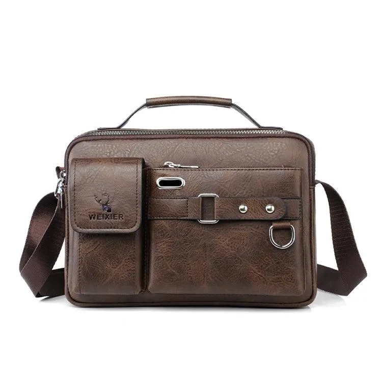 Men's Portable PU Leather Shoulder Bag by WEIXIER - Stylish and Durable Handbag