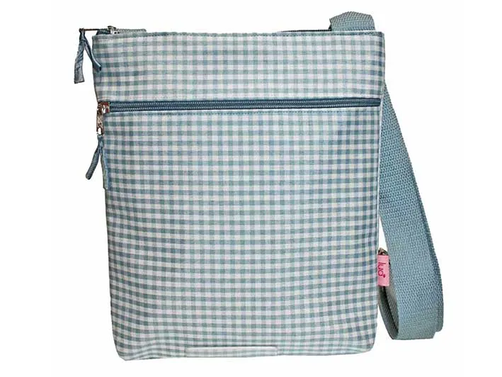 Messenger Bag - Duck Egg Gingham