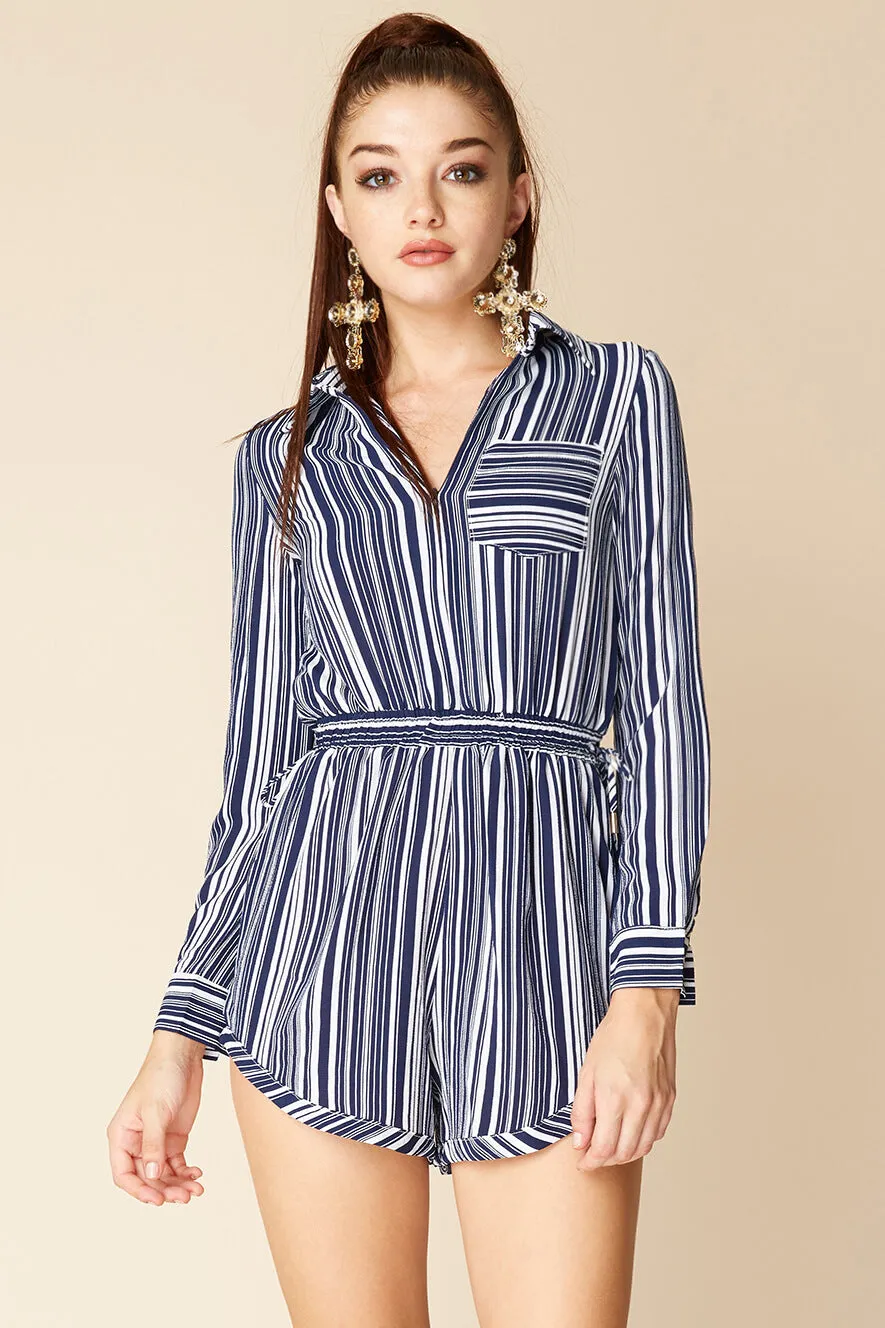 Mia Belted Shirt Dress Navy / White