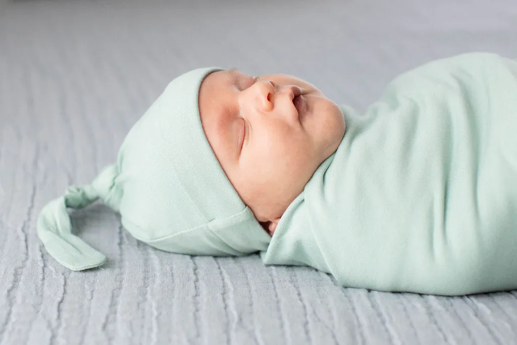 Mila Pregnancy/Postpartum Robe & Sage Green Swaddle Blanket Set