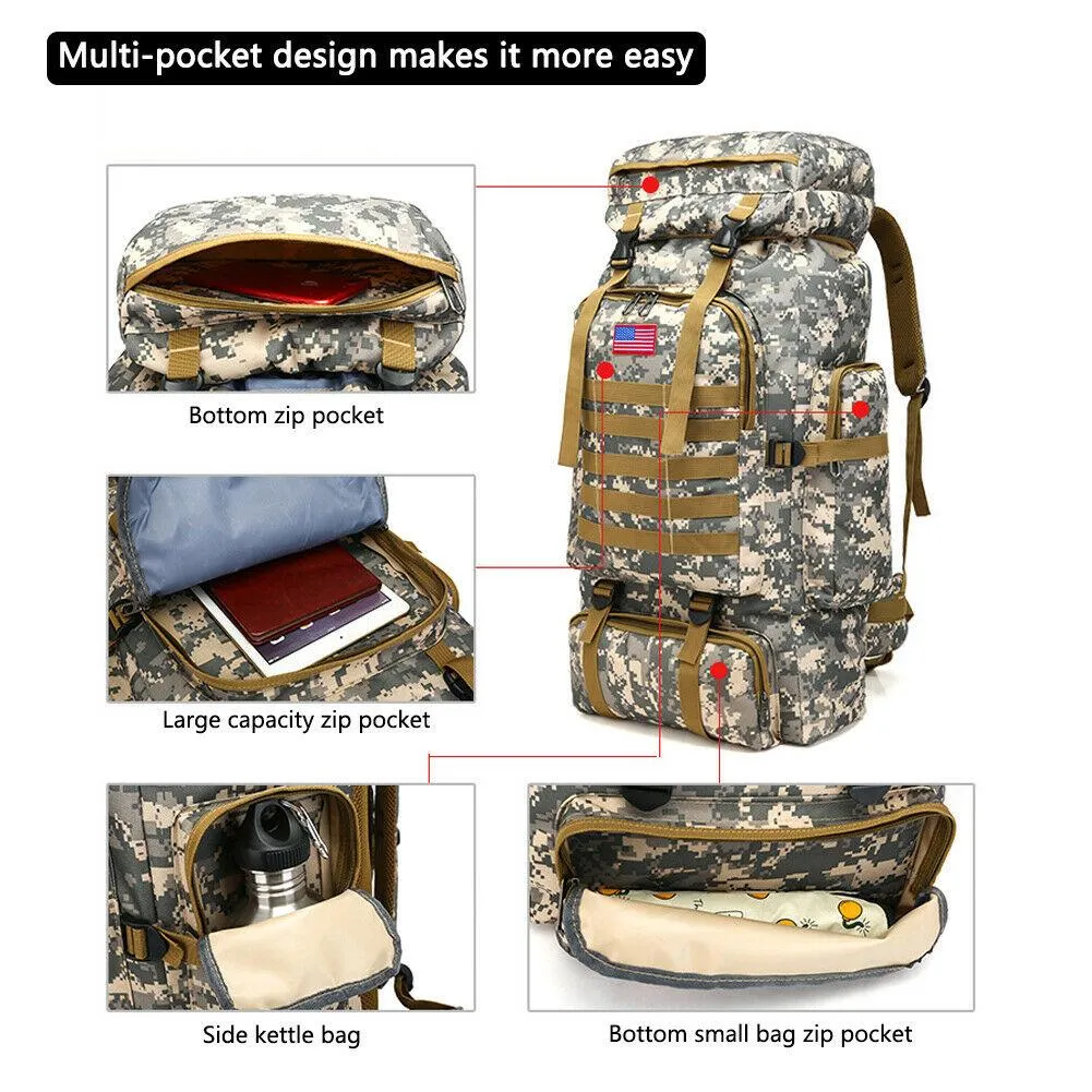 MROYALE™ 80L Outdoor Tactical Bugout Army Molle Rucksack Hiking Backpack