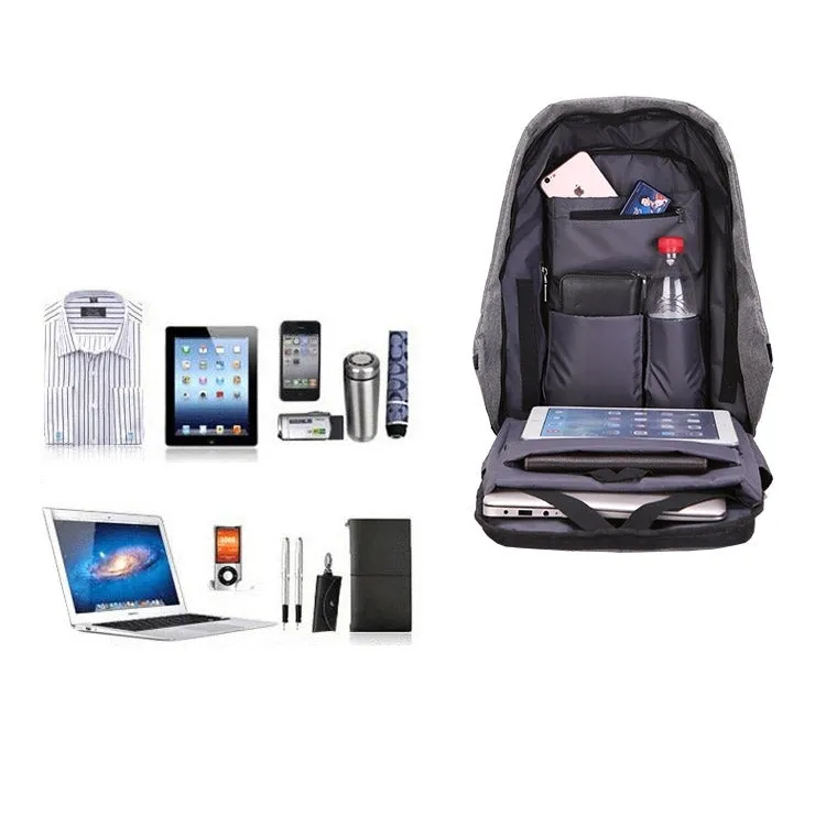 Multi-Function Large Capacity Travel Anti-theft Security Casual Backpack Laptop Computer Bag with External USB Charging Interface for Men / Women, Size: 42 x 29 x 14 cm(Blue)