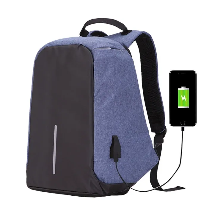 Multi-Function Large Capacity Travel Anti-theft Security Casual Backpack Laptop Computer Bag with External USB Charging Interface for Men / Women, Size: 42 x 29 x 14 cm(Blue)