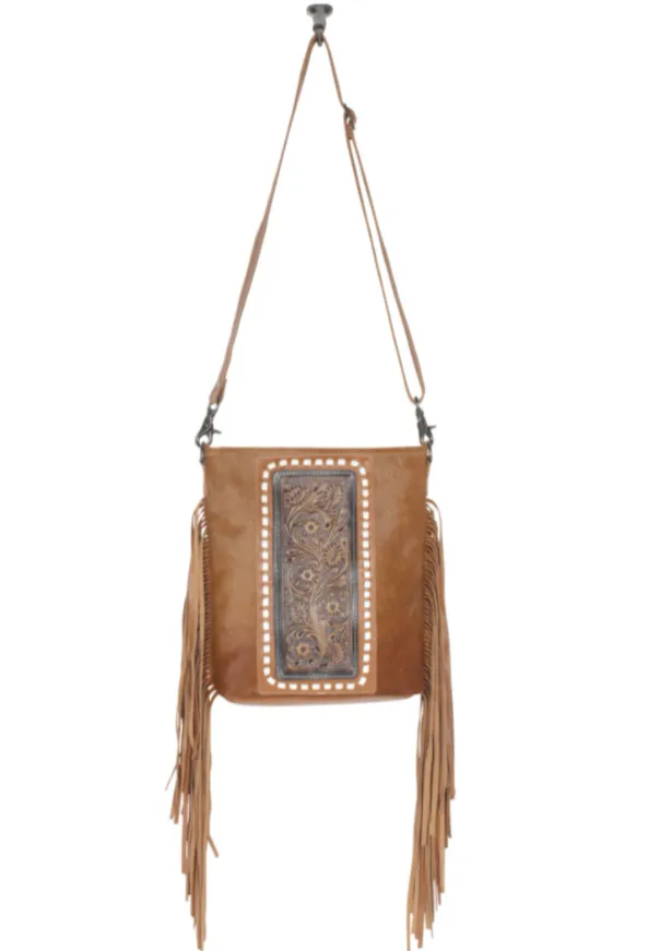 MYRA Women's Brown ECDEMO HAND-TOOLED BAG