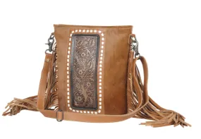 MYRA Women's Brown ECDEMO HAND-TOOLED BAG