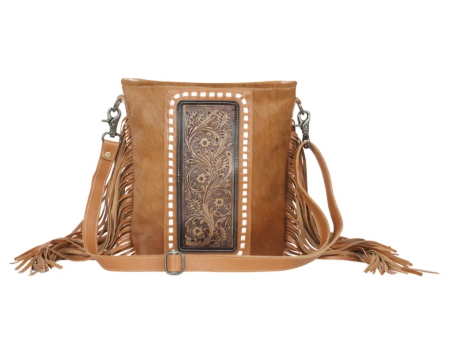 MYRA Women's Brown ECDEMO HAND-TOOLED BAG