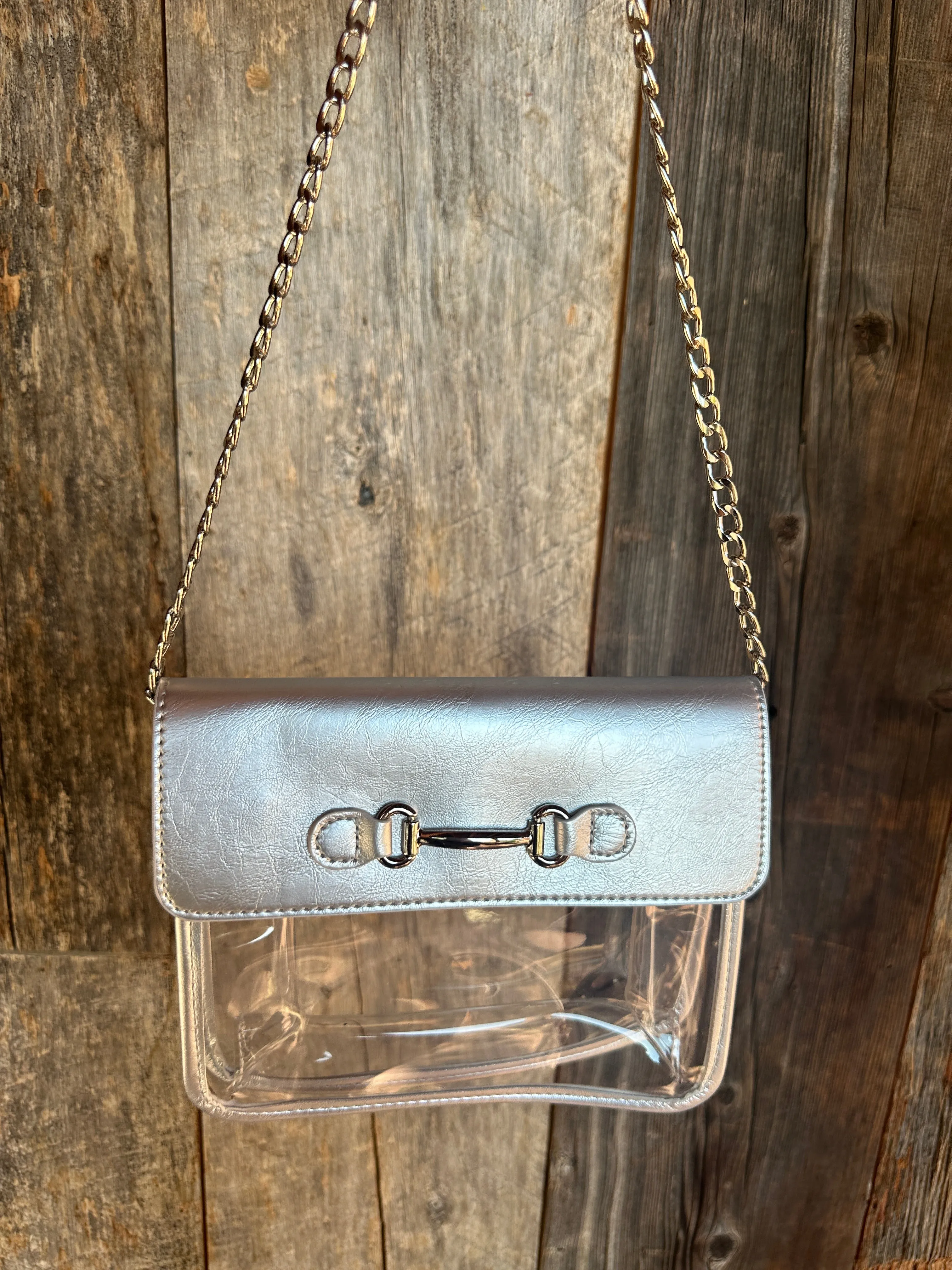 NEW!! Bag Check Clear Crossbody in Silver