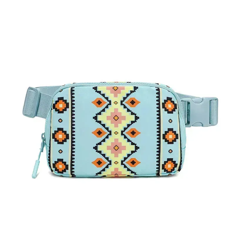 New Bohemian Print Waist Bag With Adjustable Shoulder Strap Fashion Casual Outdoor Running Crossbody Waist  Bag For Women