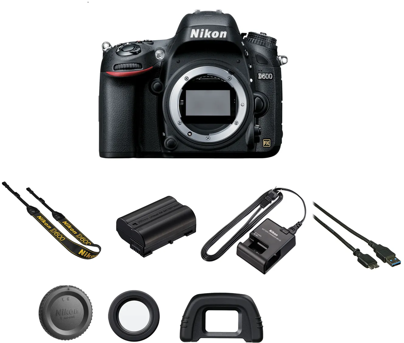 Nikon D600 DSLR Camera (Body Only) with 64GB Card | Sling Case | Flash | Grip| Battery &amp; Charger   Remote Kit