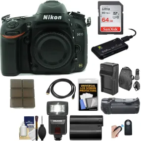 Nikon D600 DSLR Camera (Body Only) with 64GB Card | Sling Case | Flash | Grip| Battery &amp; Charger   Remote Kit