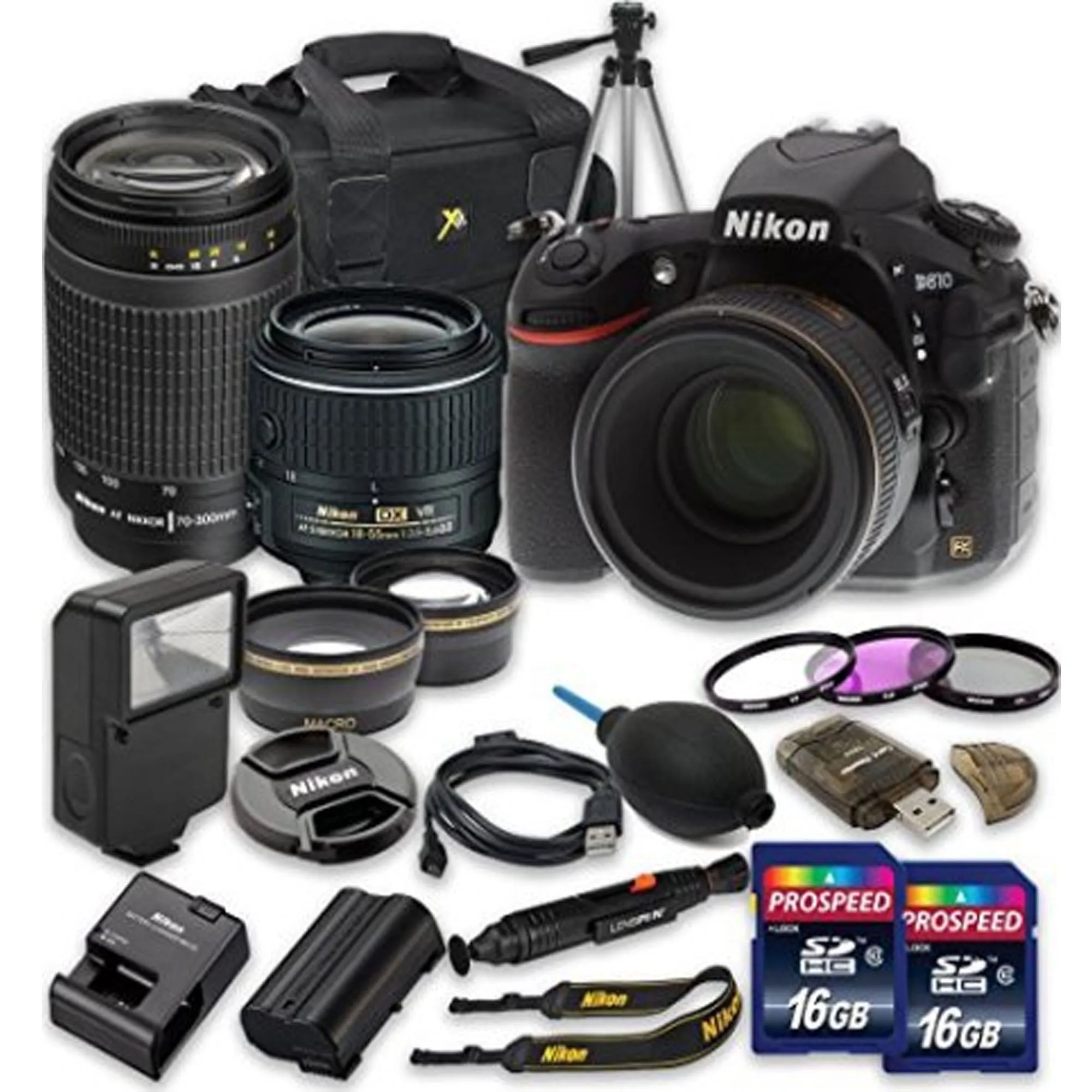 Nikon D810 Digital SLR Camera with 18-55mm f/3.5-5.6G VR II Lens   Nikon AF Zoom-NIKKOR 70-300mm f/4-5.6G Lens   Wideangle Lens   Telephoto Lens