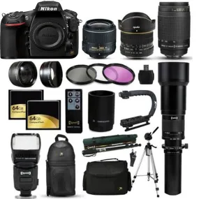 Nikon D810 DSLR Camera w/ 500mm Preset Lens, 50mm f/1.8D AF and 70-300mm &amp; More