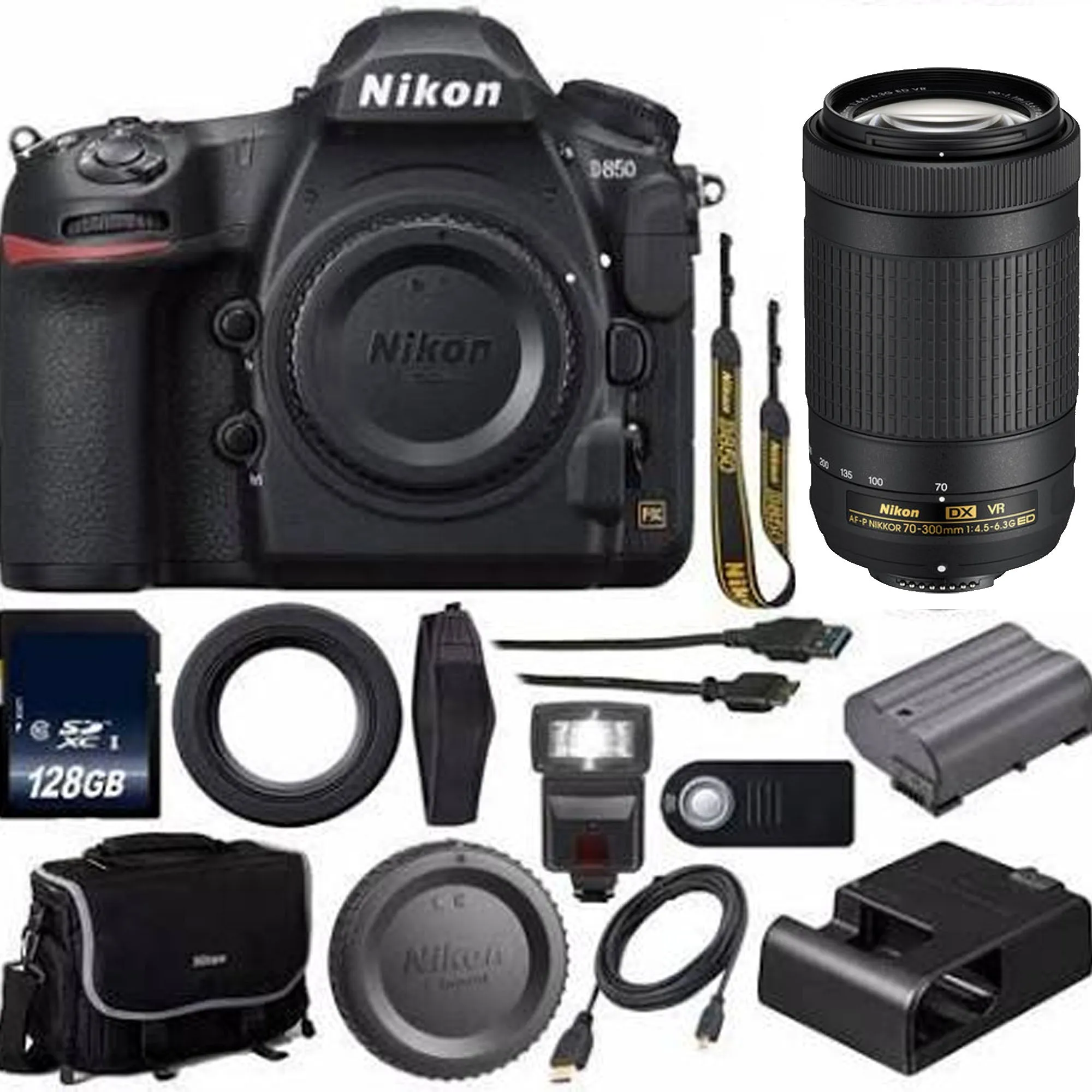 Nikon D810 DSLR Camera W/ 50mm 1.8D &amp; AF-P 70-300mm ED VR Lenses Supreme Bundle