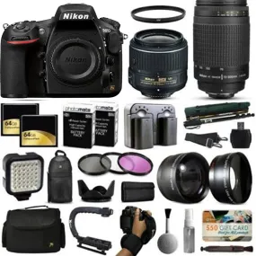 Nikon D810 DSLR Digital Camera with 18-55mm VR 70-300mm f/4-5.6G Lens 128GB Memory MEGA BUNDLE