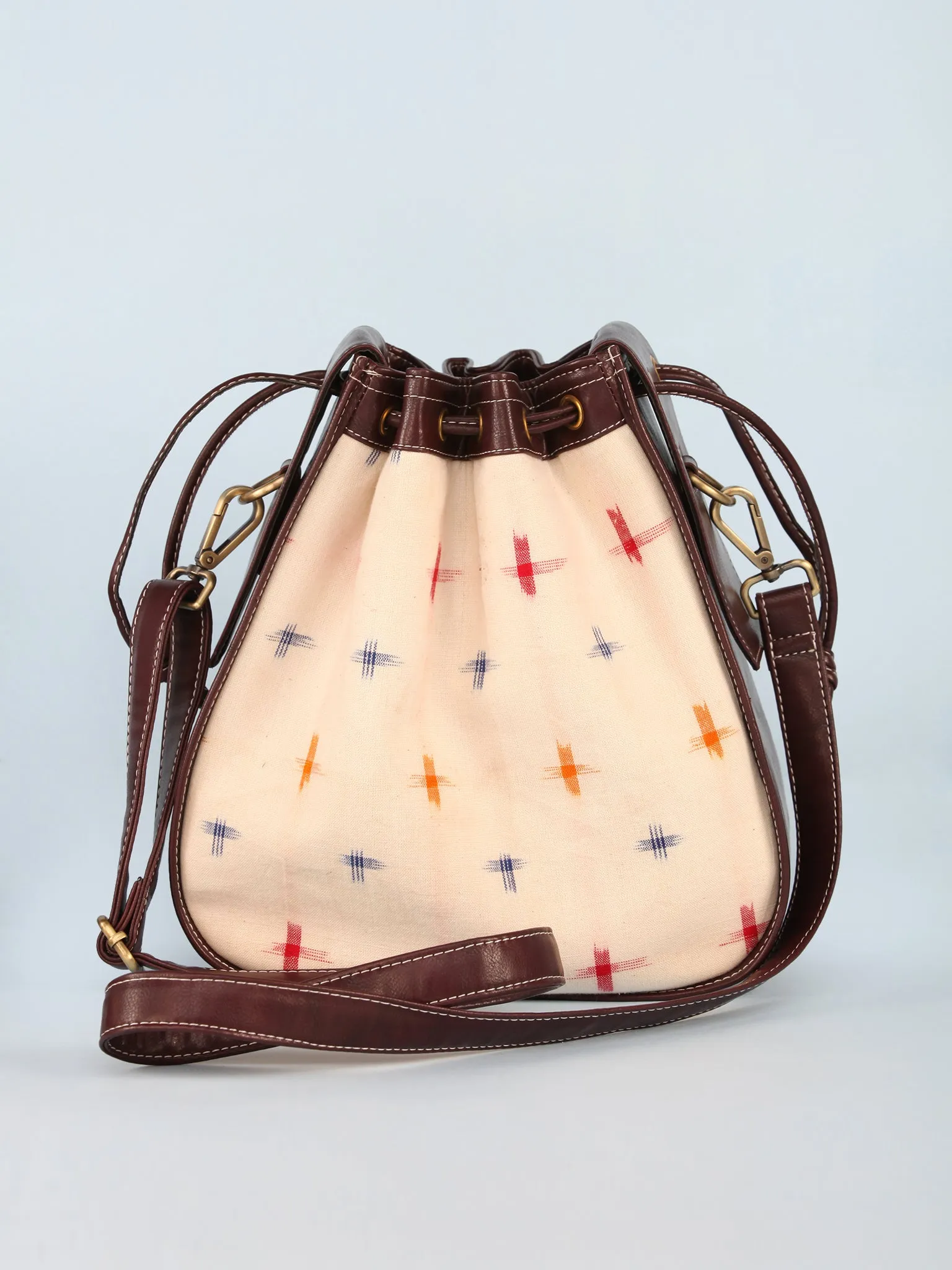 Off White Ikat bucket Bag - B0901