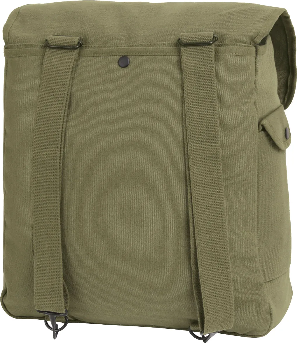 Olive Drab Large Canvas Musette Bag Military Army Camping Tactical Heavy Duty 15"x15"x5"