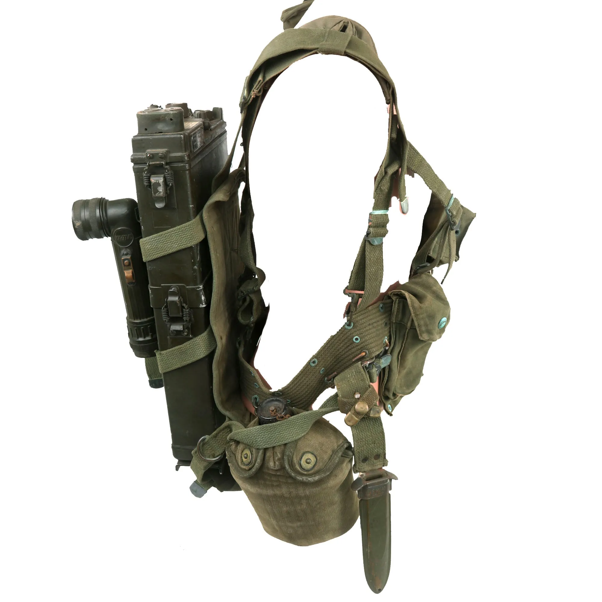 Original U.S. Vietnam War RT-174/PRC-10 Backpack Radio Rig with Belt, Canteen, & More